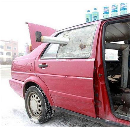 Έβαλε σόμπα στο… αυτοκίνητο – ΦΩΤΟ