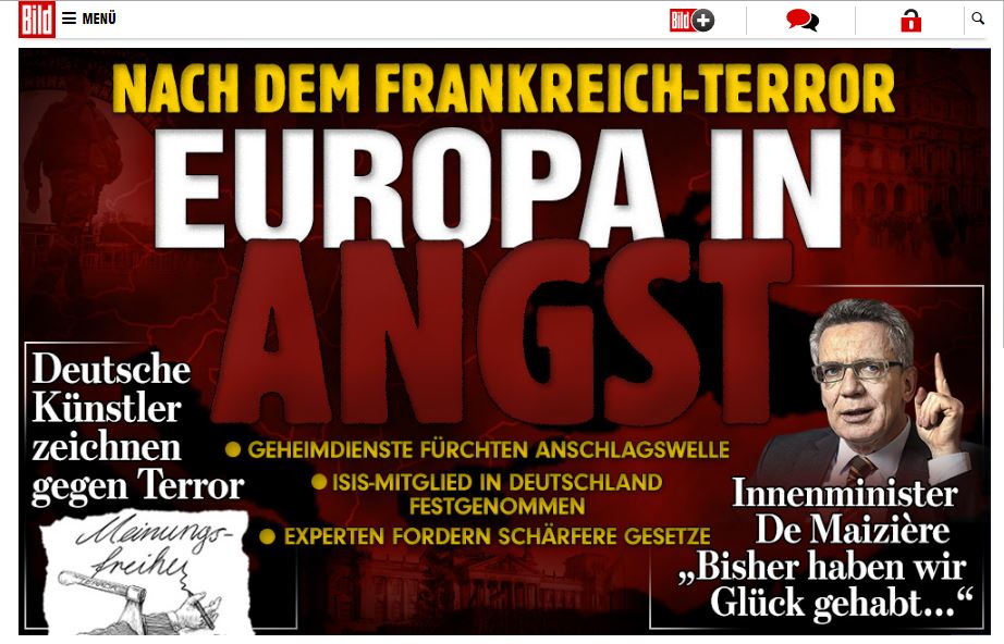 Bild:Οι επιθέσεις στη Γαλλία μπορεί να είναι η αρχή για ένα κύμα επιθέσεων στην Ευρώπη