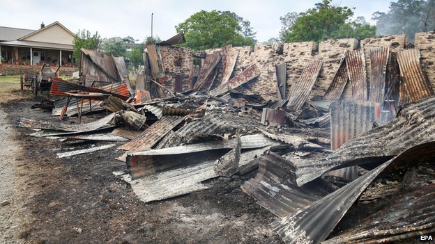 The burnt out remains of a property in Gumeracha, Adelaide Hills, Australia, 04 January 2015