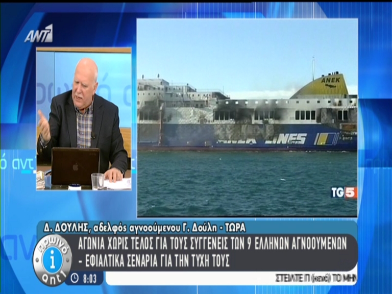 Αδελφός αγνοούμενου του Norman Atlantic: Το ξέρουμε ότι ο άνθρωπός μας είναι νεκρός – ΒΙΝΤΕΟ