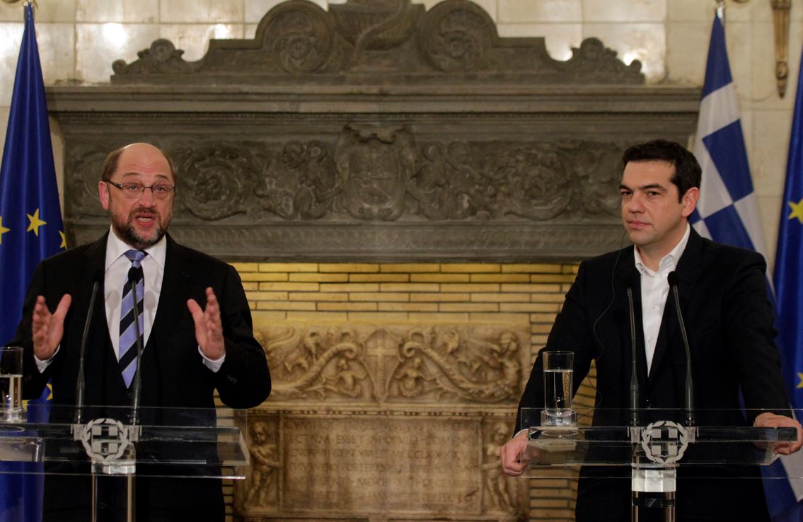 Τις προτεραιότητες της νέας κυβέρνησης παρουσίασε ο Τσίπρας στον Σουλτς