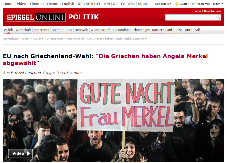 Spiegel: Οι Έλληνες καταψήφισαν τη Μέρκελ