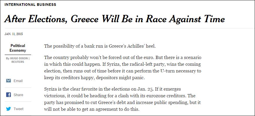 NYT: Σε αγώνα δρόμου η Ελλάδα μετά τις εκλογές