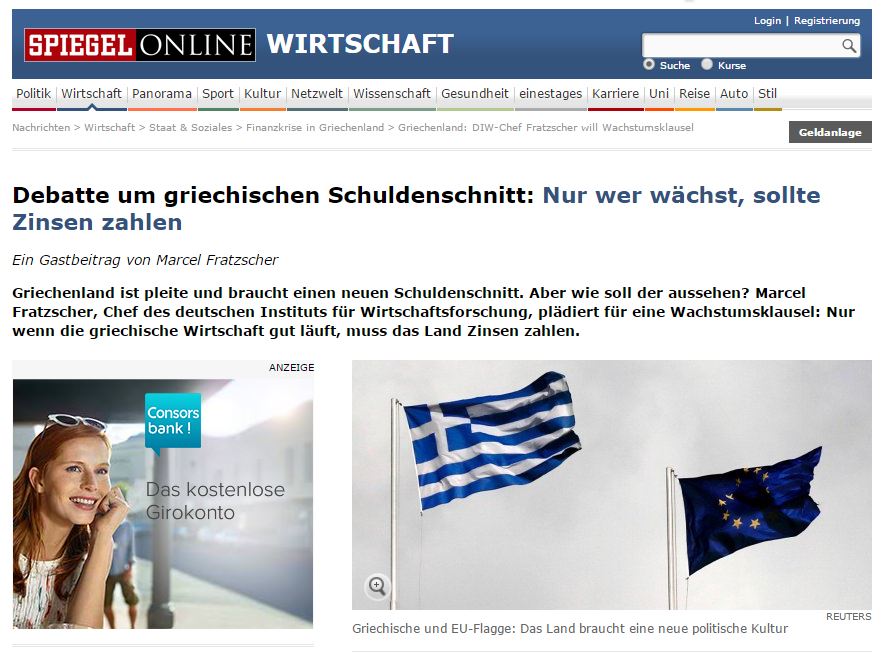 Ο Φράτσερ στο Spiegel: Η Ελλάδα είναι χρεοκοπημένη