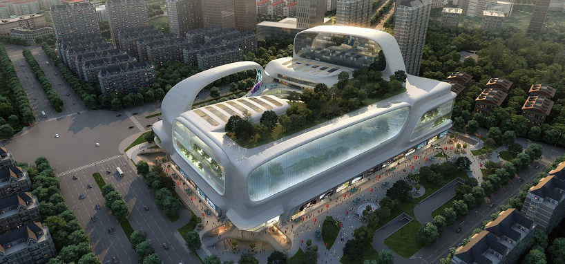 amphibianArc vertical water greenery dongfeng shopping mall china