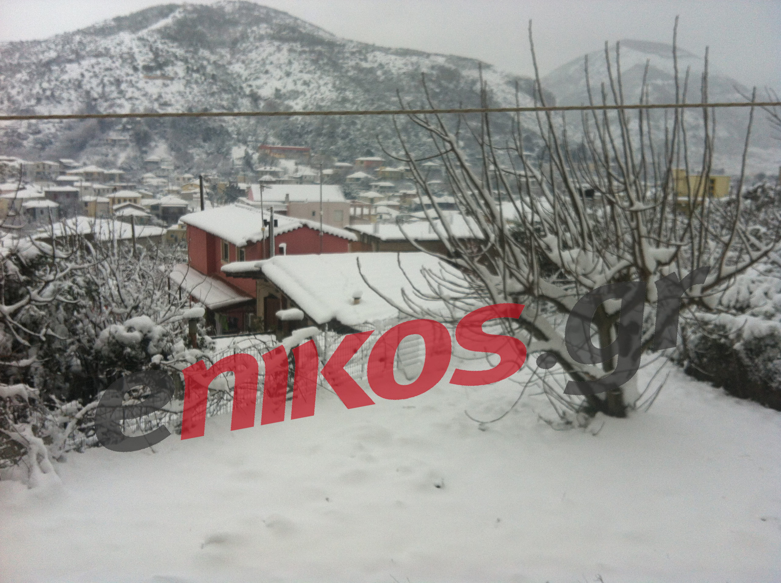 Χιονισμένο τοπίο η Κύμη – ΦΩΤΟ