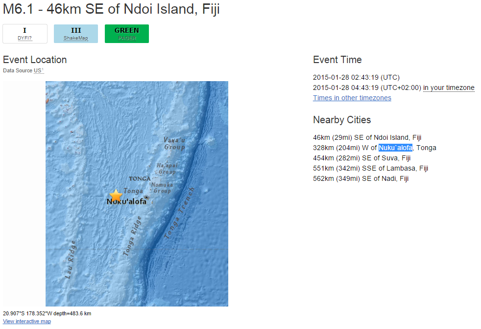 Σεισμός 6,1 Ρίχτερ στα νησιά Φίτζι