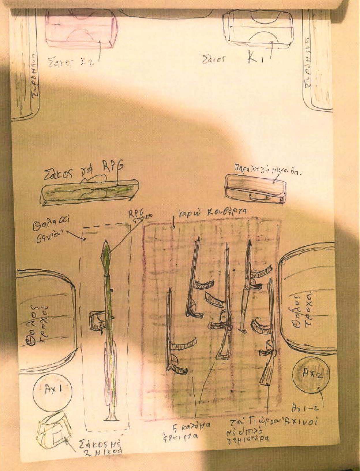 Το σκίτσο με τον οπλισμό των τρομοκρατών – ΦΩΤΟ