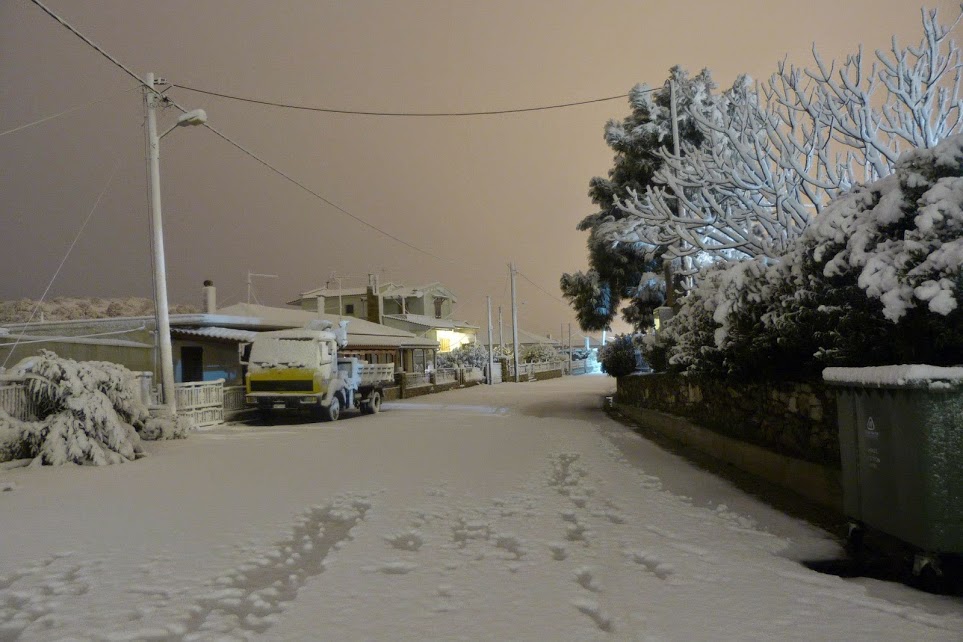 Με χιόνι ξύπνησαν πολλές περιοχές της Εύβοιας – ΦΩΤΟ