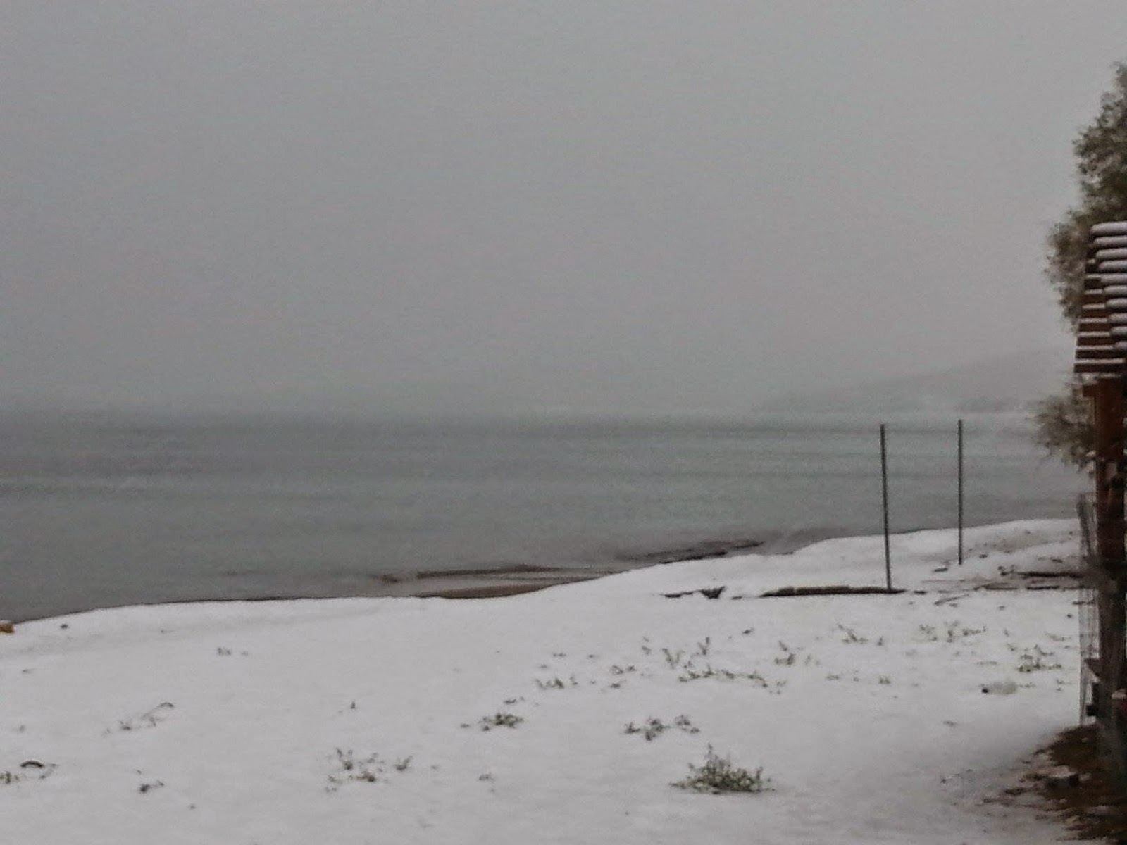 Χιόνια μέχρι το κύμα στην Κάρυστο - Δείτε Φωτογραφίες!