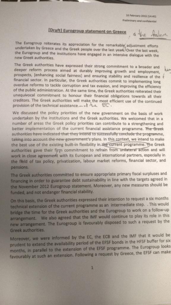 Ολόκληρη η μετάφραση του κειμένου που απέρριψε η Ελλάδα