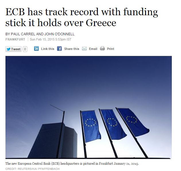 Reuters: Η ΕΚΤ κρατάει την Ελλάδα με κοντό λουρί