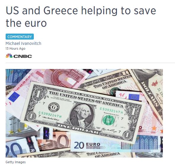 Άρθρο στο CNBC: Οι ΗΠΑ και η Ελλάδα βοηθούν για να σωθεί το ευρώ