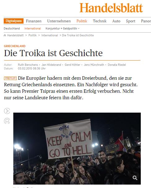 Handelsblatt: Ο Γιούνκερ πιστεύει ότι η τρόικα δεν έχει λαμπρό μέλλον