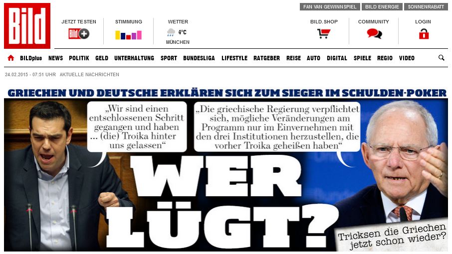 Bild: Ποιος λέει ψέματα στο πόκερ για το ελληνικό χρέος;