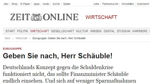 Να υποχωρήσει ο Σόιμπλε γράφει η Die Zeit