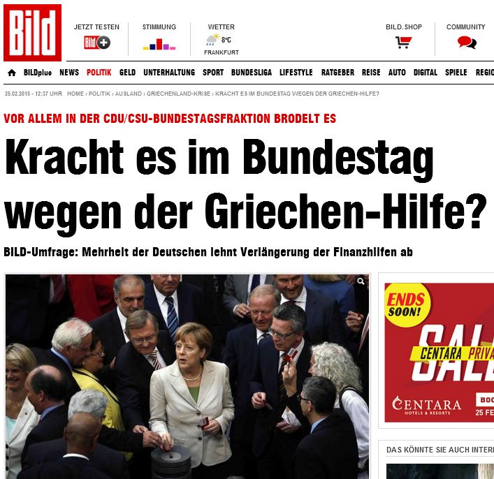 Bild: Οι Γερμανοί λένε όχι σε παράταση βοήθειας στην Ελλάδα