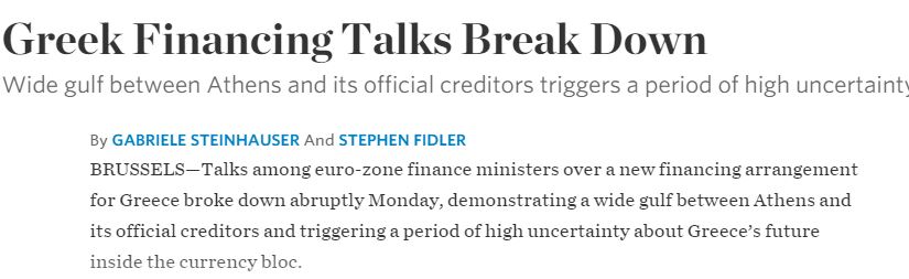 Wall Street Journal: Οι συνομιλίες χάλασαν απότομα