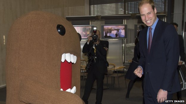 Prince William meets NHK mascot "Domo"
