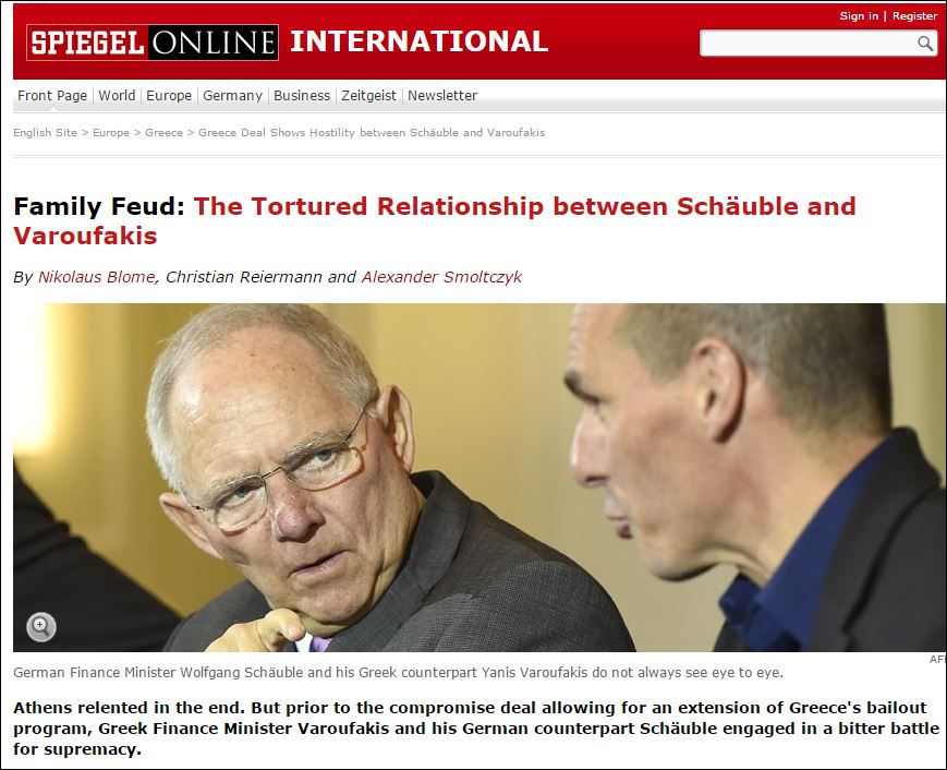 Spiegel: Η βασανισμένη σχέση του Σόιμπλε και του Βαρουφάκη