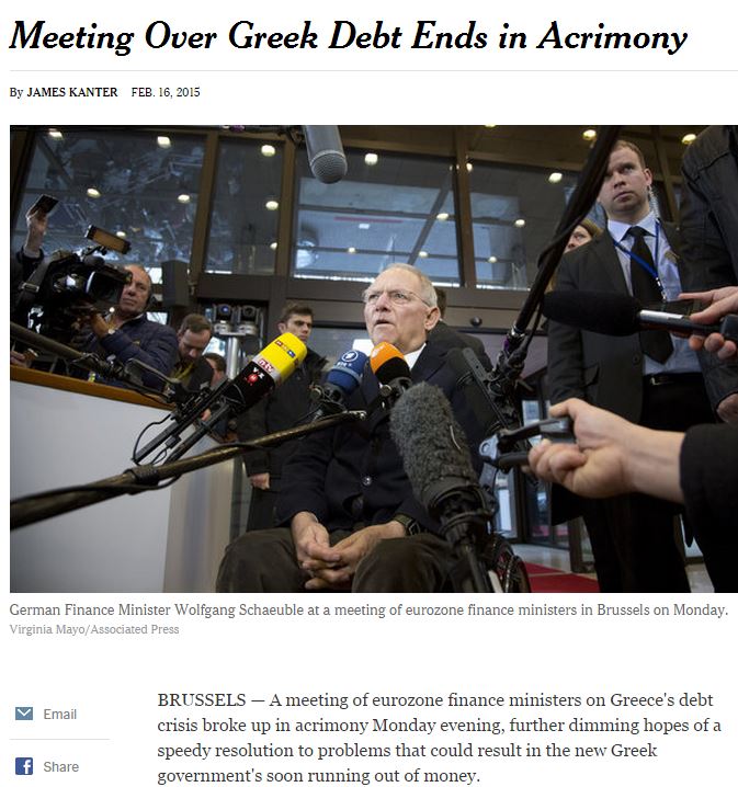 New York Times: Το Eurogroup έληξε με πικρία