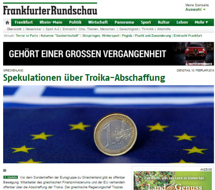 Frankfurter Rundschau: Συμφωνία κατάργησης της τρόικας