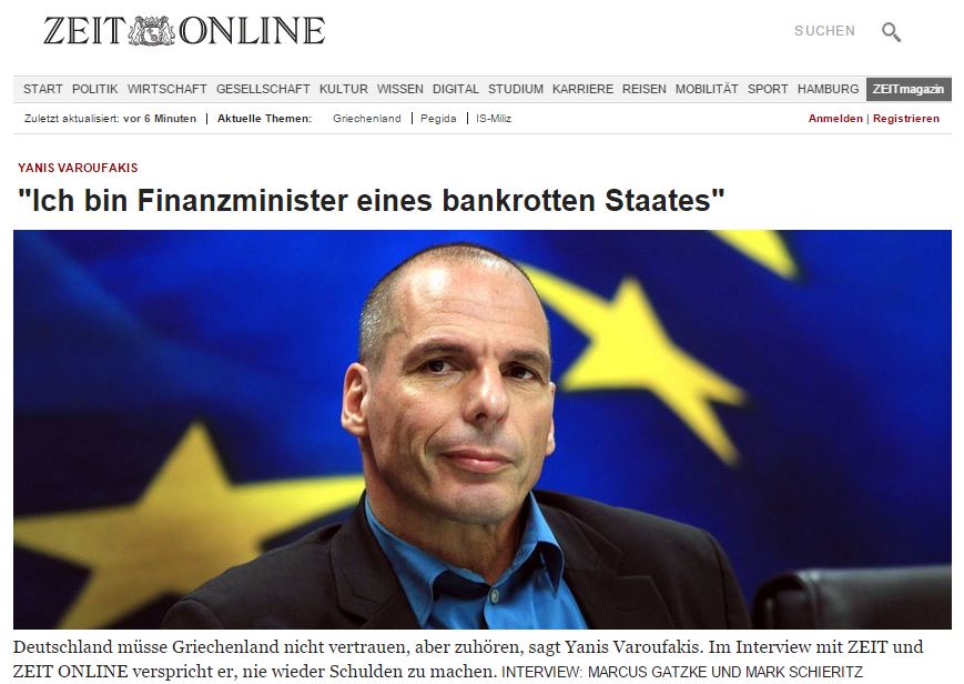 Βαρουφάκης στην Zeit: Η Ελλάδα δεν θα εμφανίσει ξανά έλλειμμα