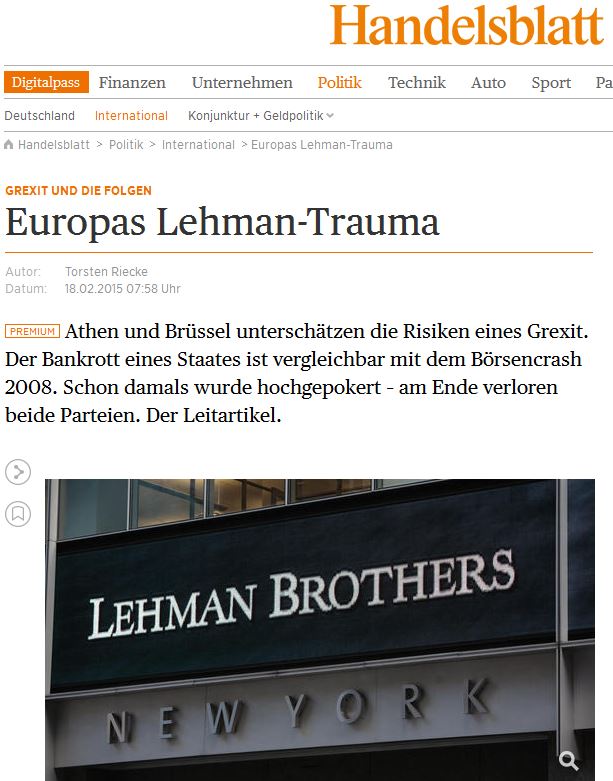 Handelsblatt: Ευρωπαϊκό τραύμα Lehman