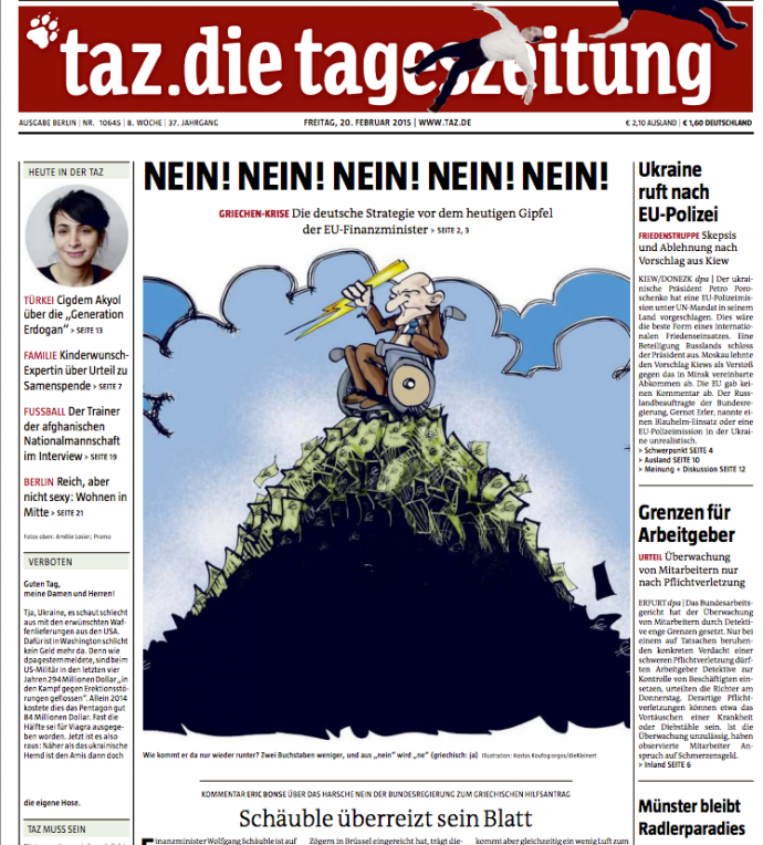 Γερμανική εφημερίδα TAZ: Τα πέντε ‘Nein” του Σόιμπλε στην Ελλάδα