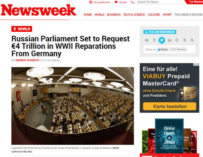 Πολεμικές αποζημιώσεις 4 τρισ. ευρώ θα διεκδικήσει η Ρωσία από την Γερμανία