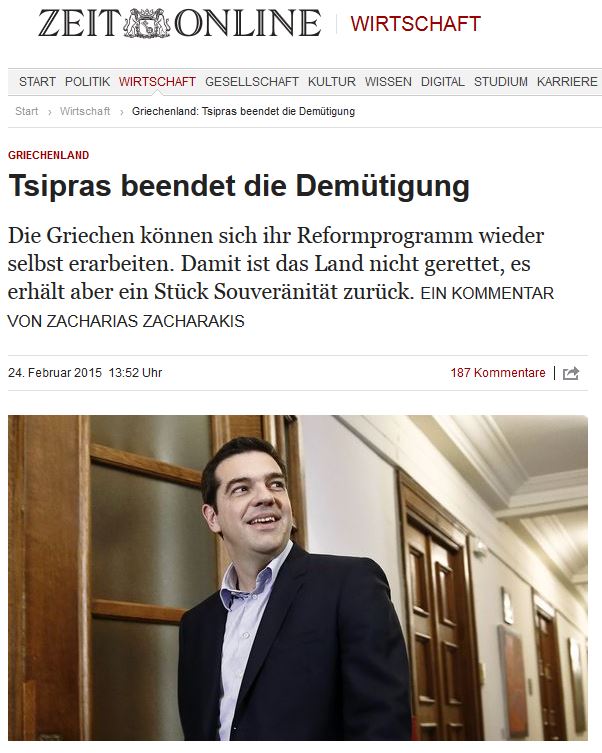 Die Zeit: “Ο Τσίπρας τερματίζει την ταπείνωση”