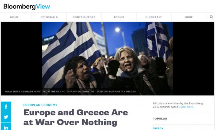 Bloomberg: Ευρώπη και Ελλάδα βρίσκονται σε πόλεμο για το τίποτα