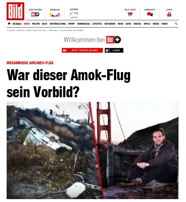 Bild: Ο πιλότος είχε μελετήσει την πτήση αυτοκτονίας στη Μοζαμβίκη