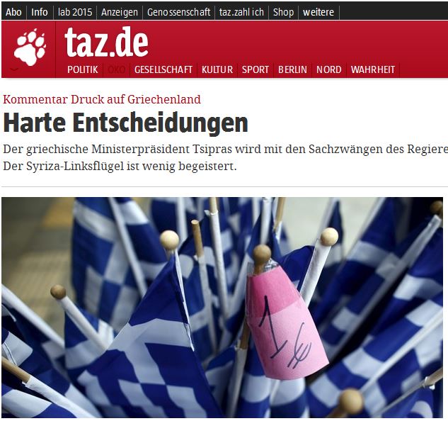 Η Tageszeitung για τη συνέντευξη του Τσίπρα στη Realnews