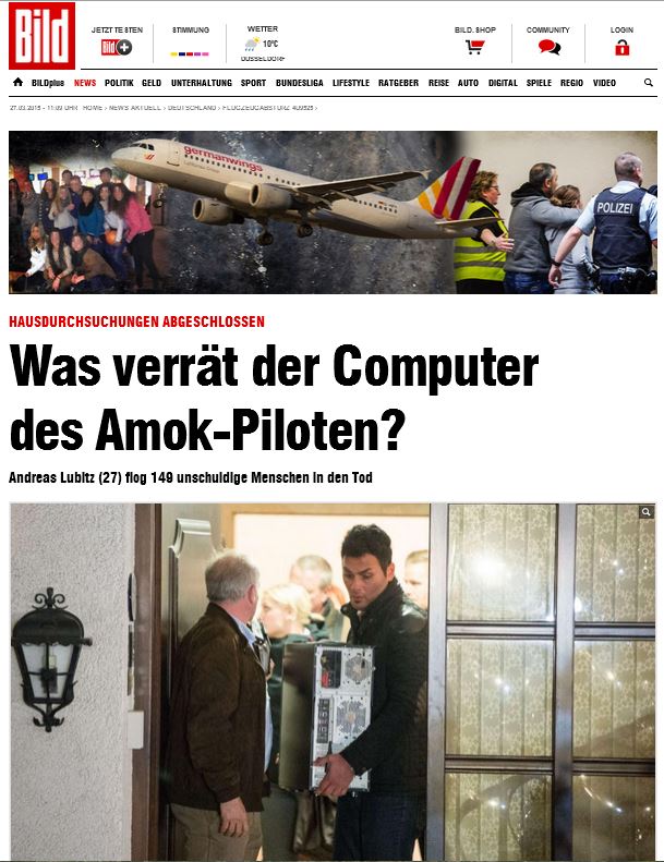 Bild: Στο μικροσκόπιο ο υπολογιστής του Lubitz