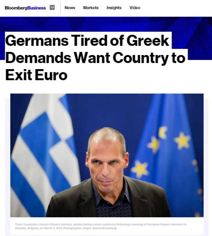 Bloomberg: Οι Γερμανοί δείχνουν την πόρτα της εξόδου στην Ελλάδα