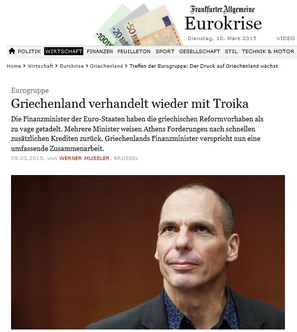 FAZ: Η Ελλάδα διαπραγματεύεται πάλι με την τρόικα