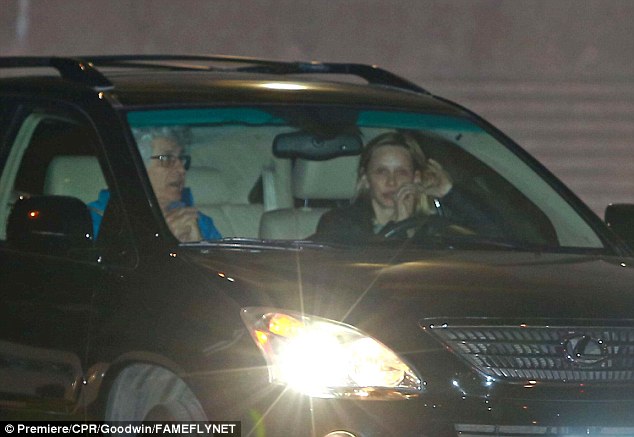 Keeping vigil: Calista Flockhart was seen leaving the Los Angeles hospital after another lengthy visit with husband Harrison Ford who broke his pelvis while crash landing his vintage plane on a golf course