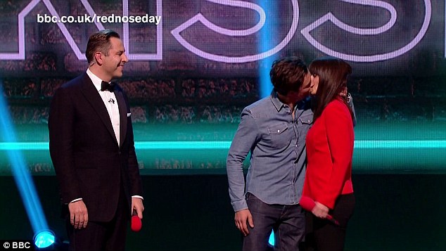 Her turn: Davina got to enjoy a snog too and taste that kebab breath