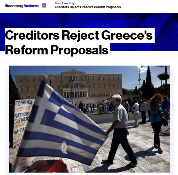 Bloomberg: Οι πιστωτές απορρίπτουν τις ελληνικές προτάσεις