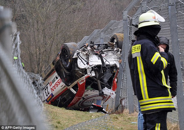 The Nissan of Jann Mardenborough flipped into the air and crashed into a crowd of spectators
