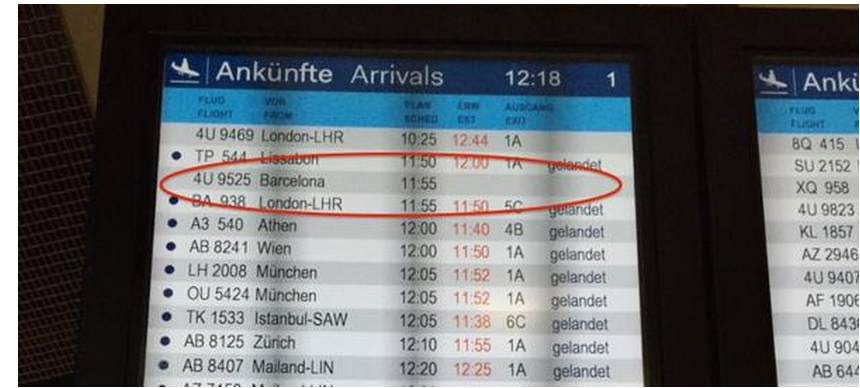 Ο ηλεκτρονικός πίνακας αφίξεων στο Ντίσελντορφ – ΦΩΤΟ