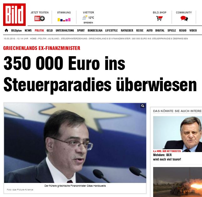 Η Bild για τον Χαρδούβελη