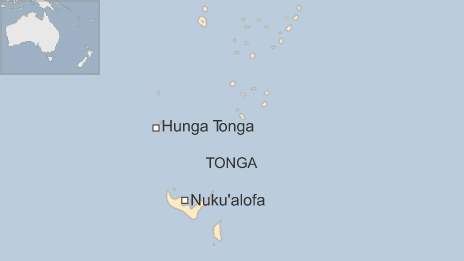 Map of Tonga, and Hunga Tonga volcano