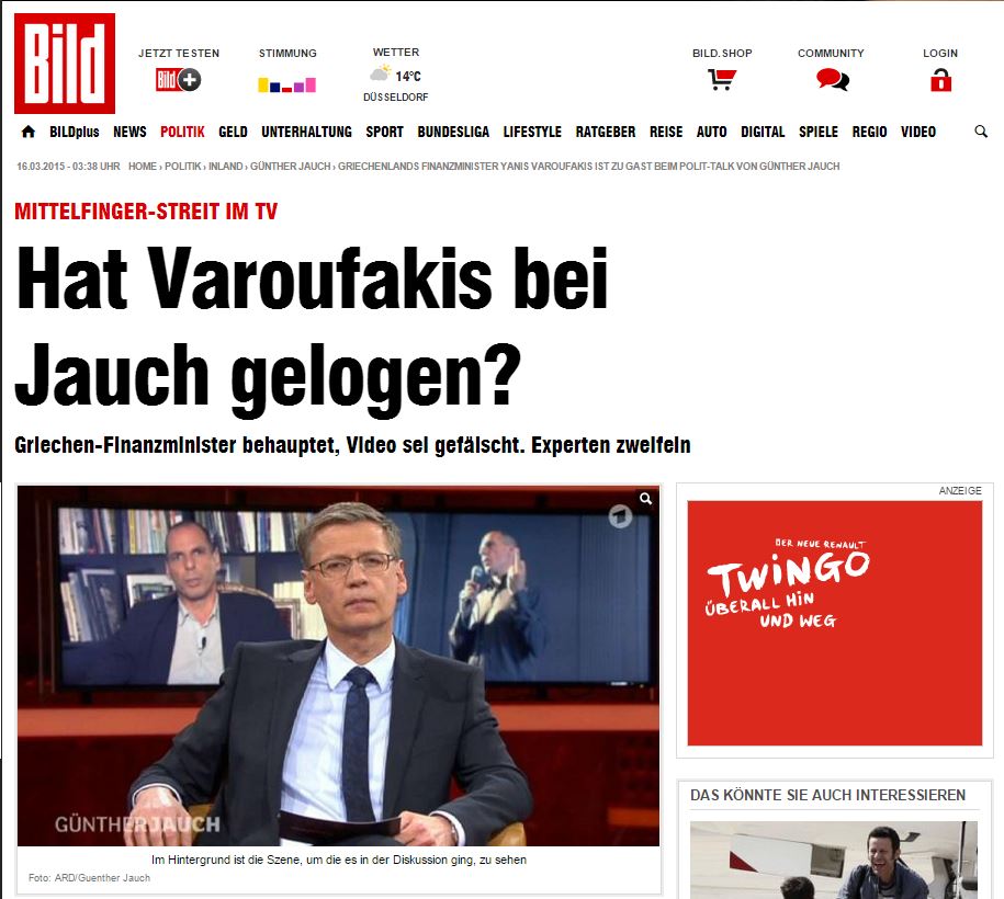 BILD: Το βίντεο του Βαρουφάκη είναι αυθεντικό