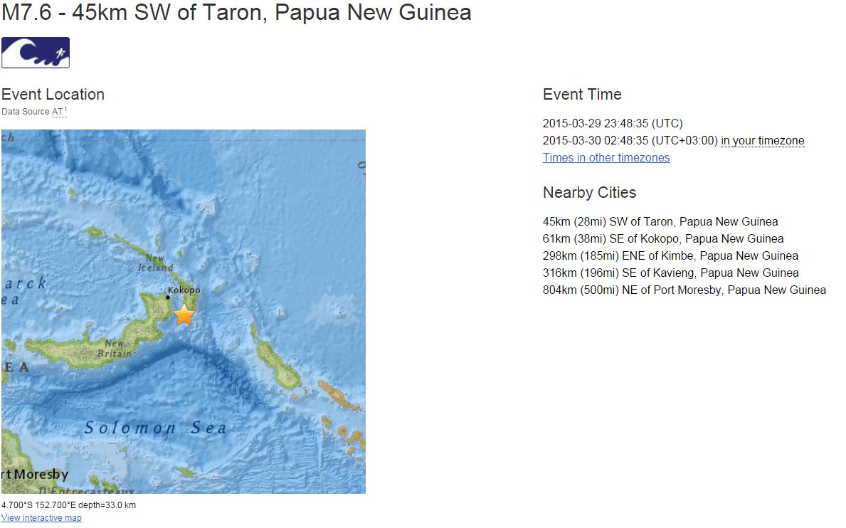 Ισχυρός σεισμός 7,6 Ρίχτερ στην Παπούα Νέα Γουινέα – ΤΩΡΑ