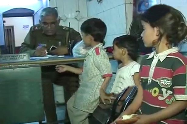 These three children abandoned by their dad at a railway station were rescued after local journalist Abhishek Shukla, 33, tweeted a photo of them