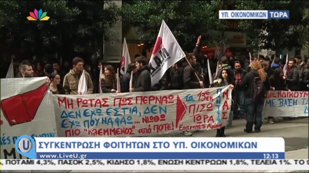 Συγκέντρωση διαμαρτυρίας φοιτητών στο υπουργείο Οικονομικών – ΒΙΝΤΕΟ