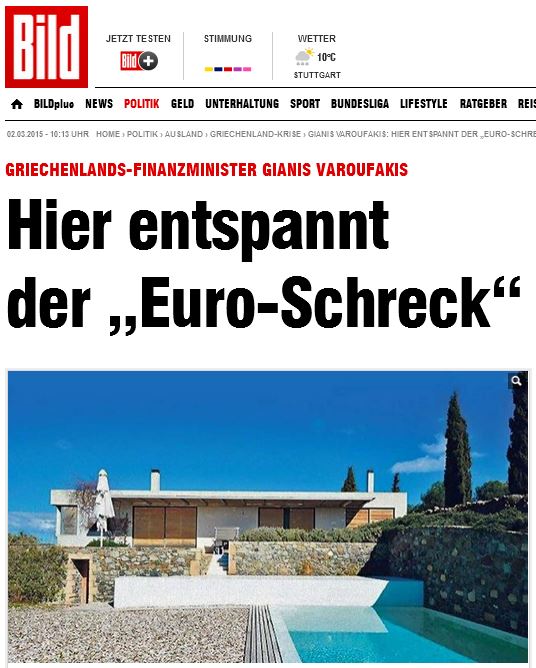 Η Bild για το εξοχικό του Βαρουφάκη: «Εδώ χαλαρώνει ο ευρω-τρόμος»