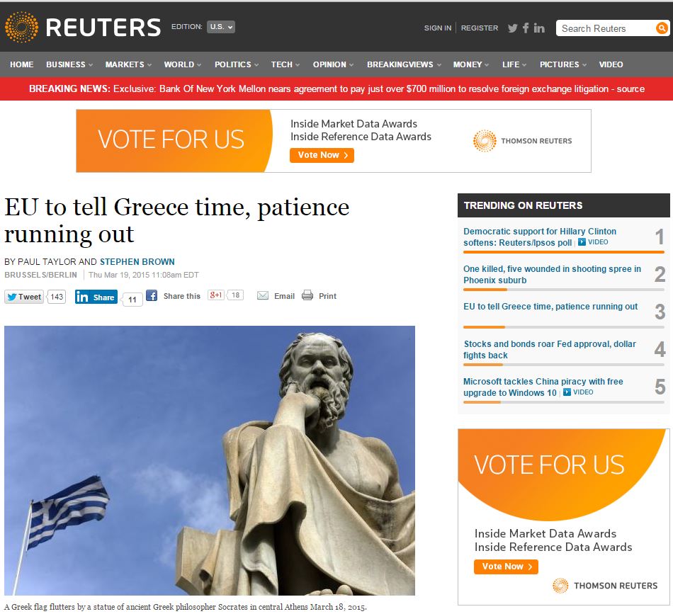 Reuters: Θα πουν στην Αθήνα ότι ο χρόνος τελειώνει